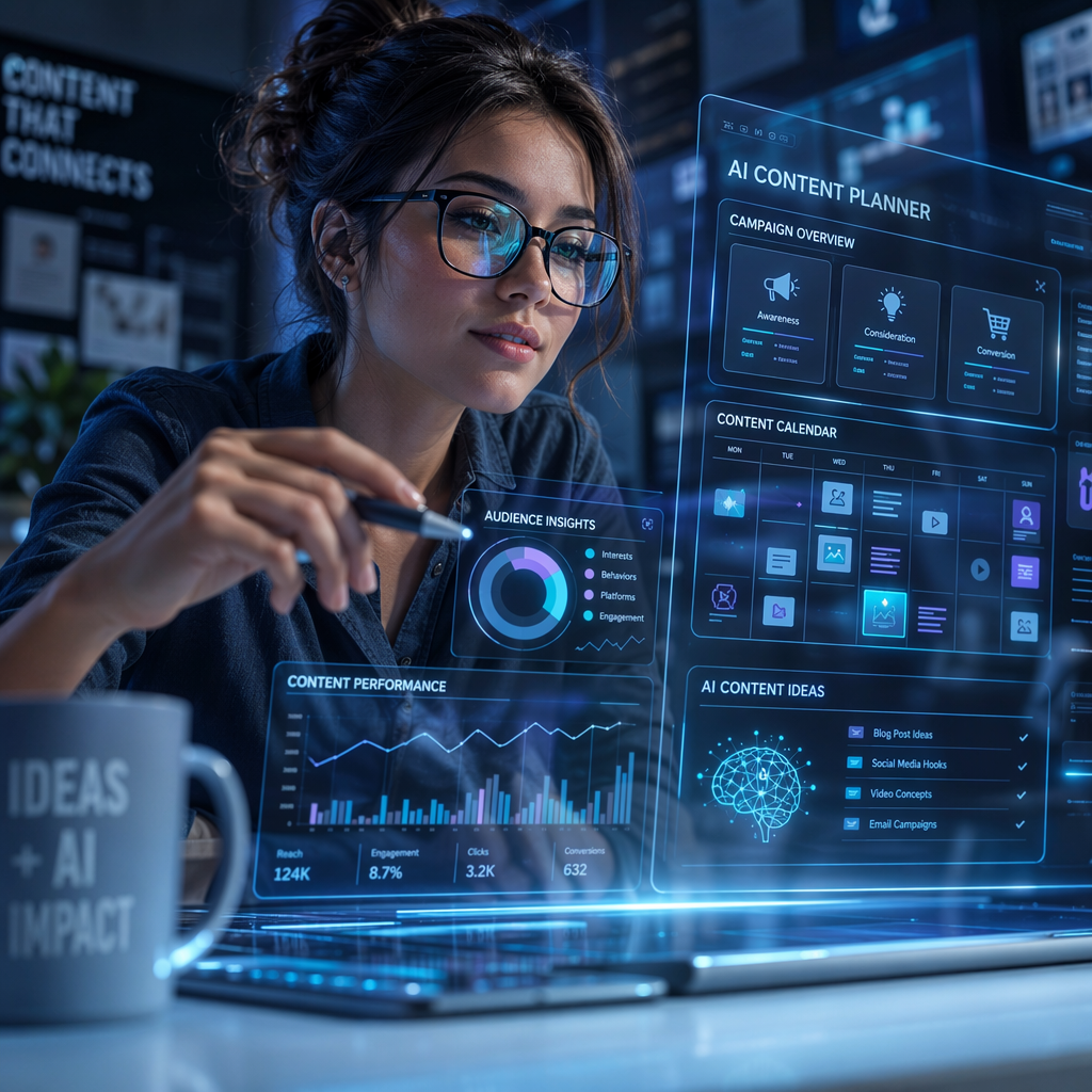 Marketer using AI content tools